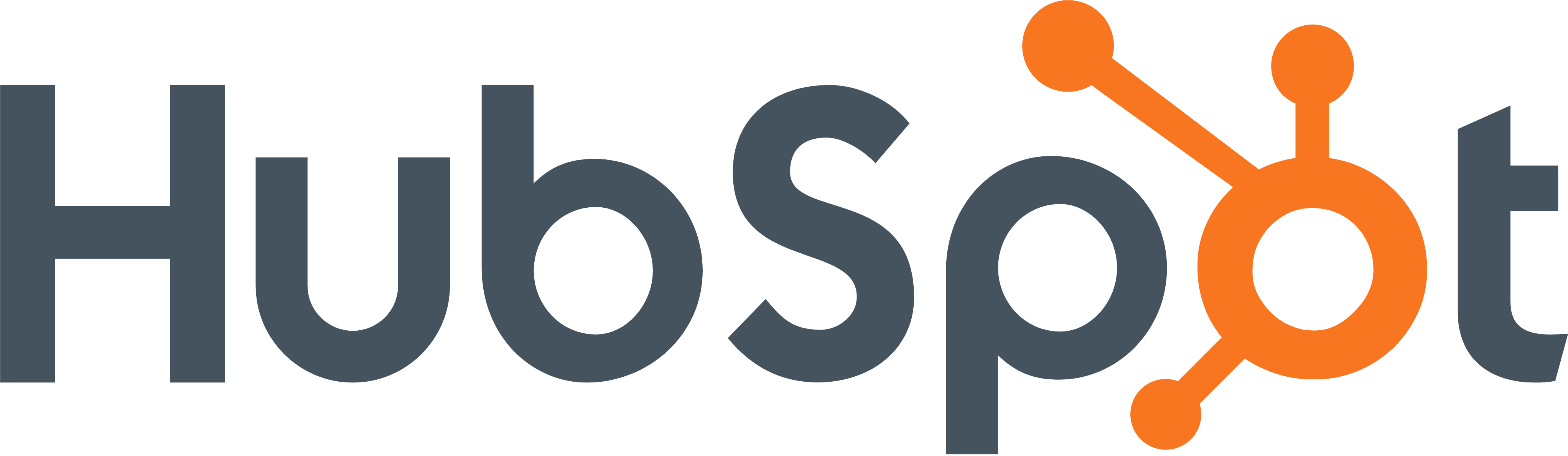 HubSpot logo with the word 'HubSpot' in dark gray and an orange sprocket symbol integrated into the letter 'o'.