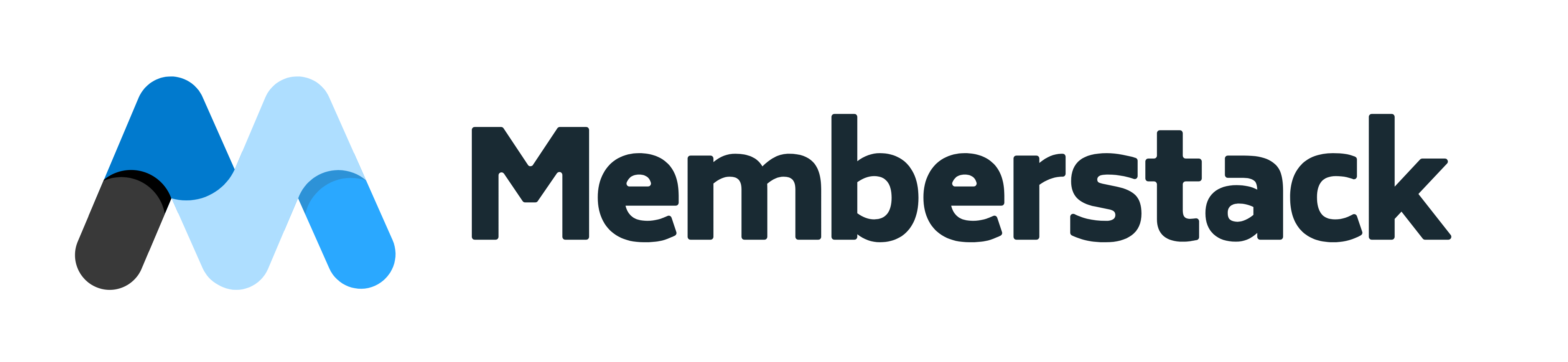 Memberstack logo with stylized M composed of overlapping blue and black shapes.