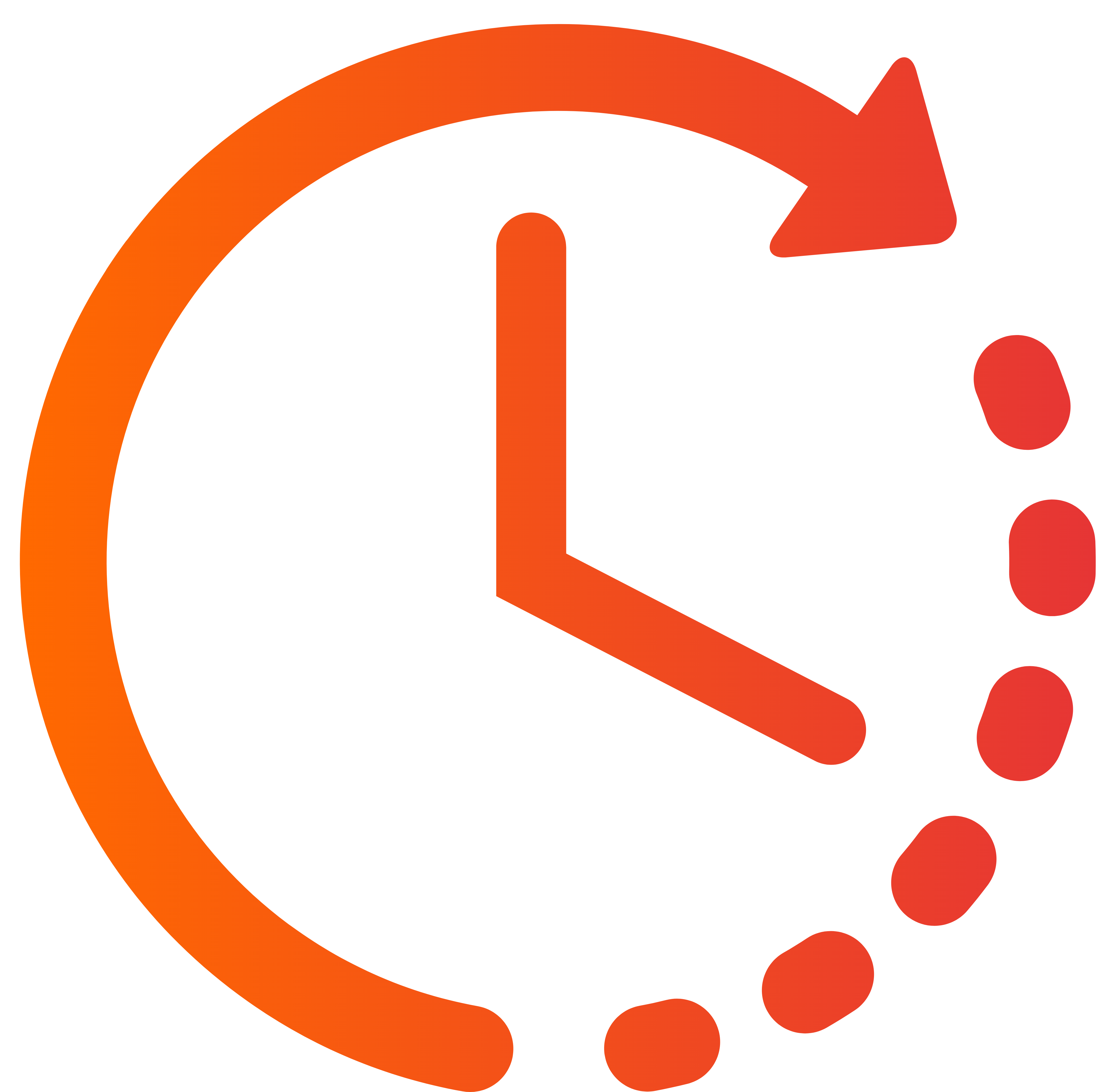 Clock with an arrow circling clockwise around it indicating a time or history concept.
