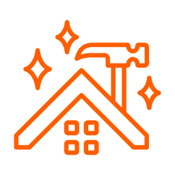 Line art icon of an apartment building with five floors and several windows.