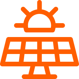 Illustration of solar panels with sun rays symbolizing solar energy.