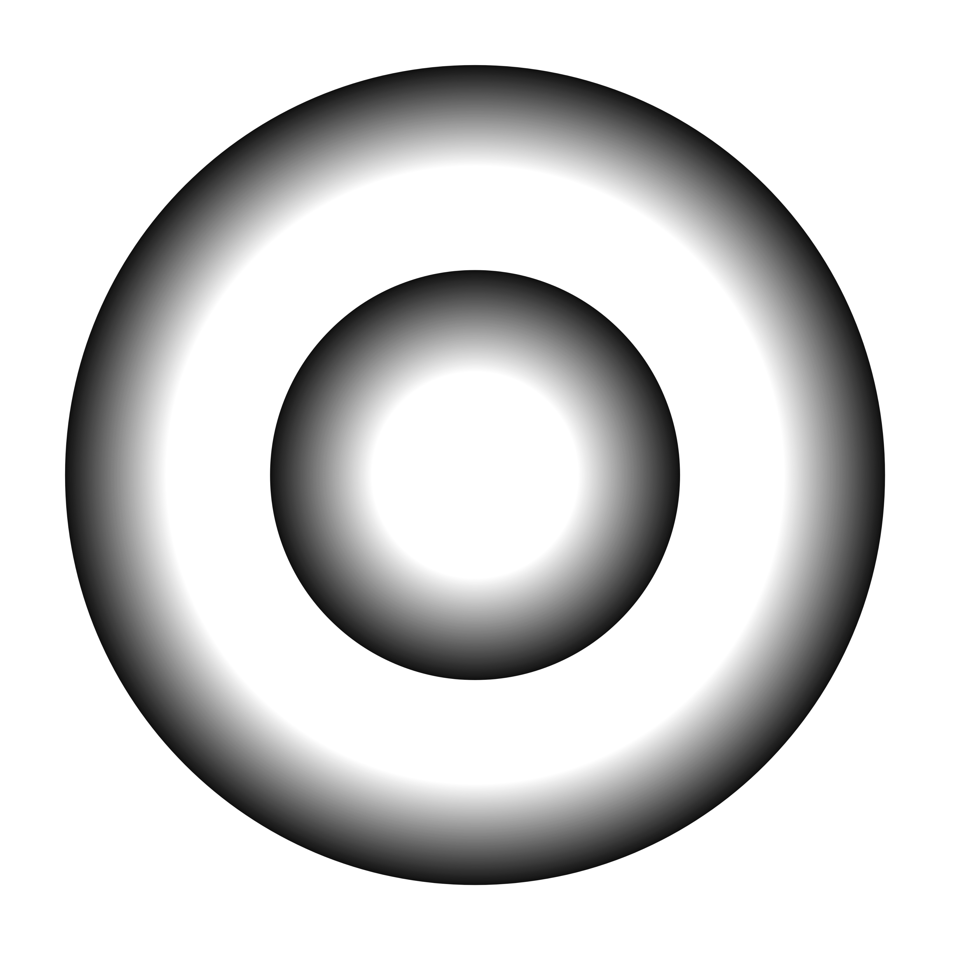 Three concentric black rings on a transparent background.