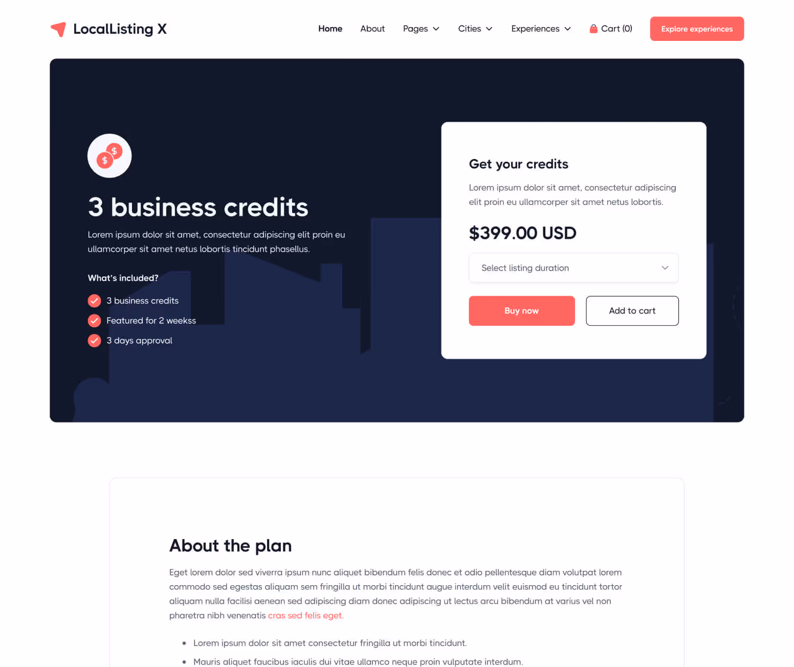 LocalListing X - Pricing Single Page - Webflow Template