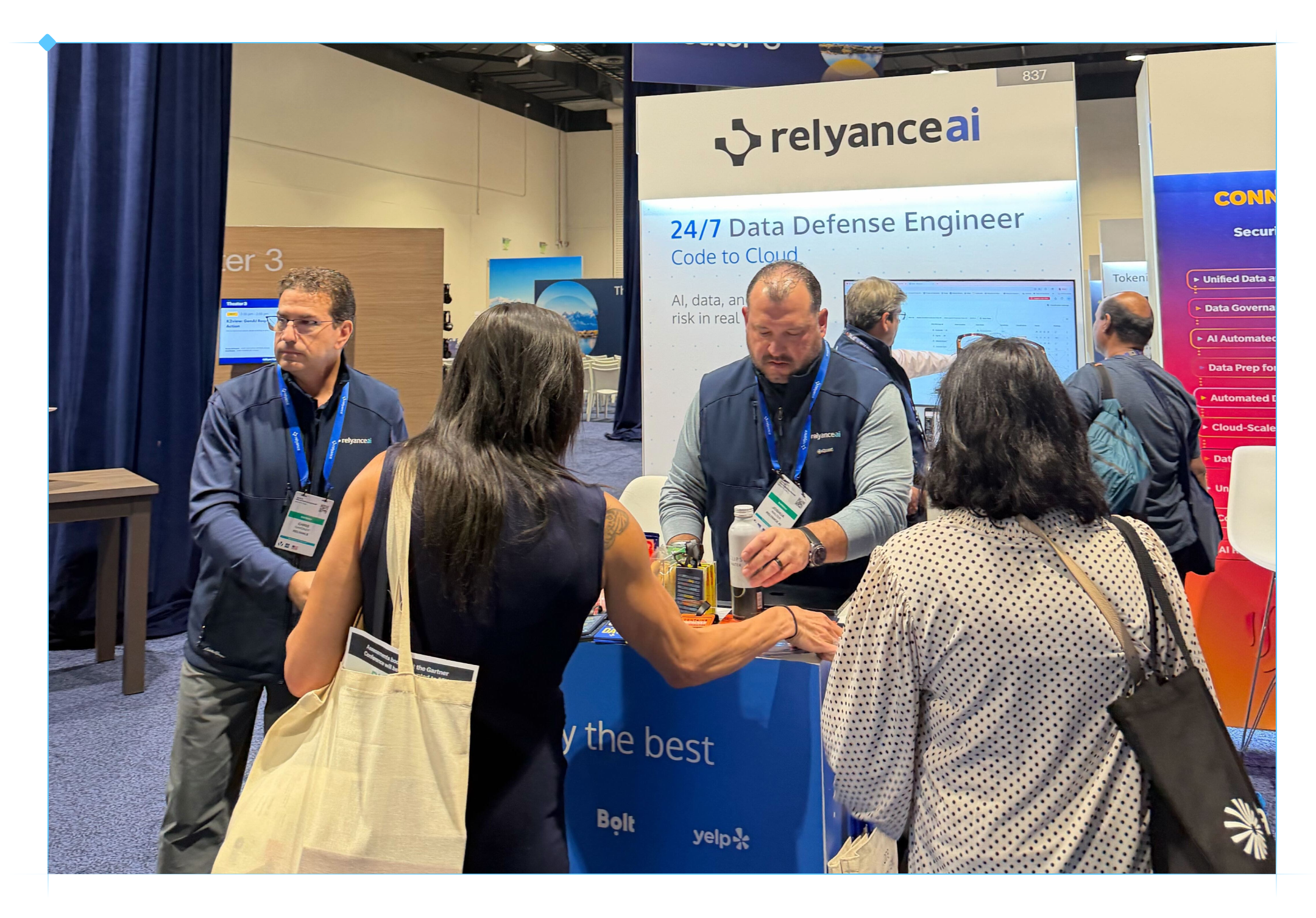 Relyance AI booth staff at Gartner D&A Summit 2026 actively engaged with attendees