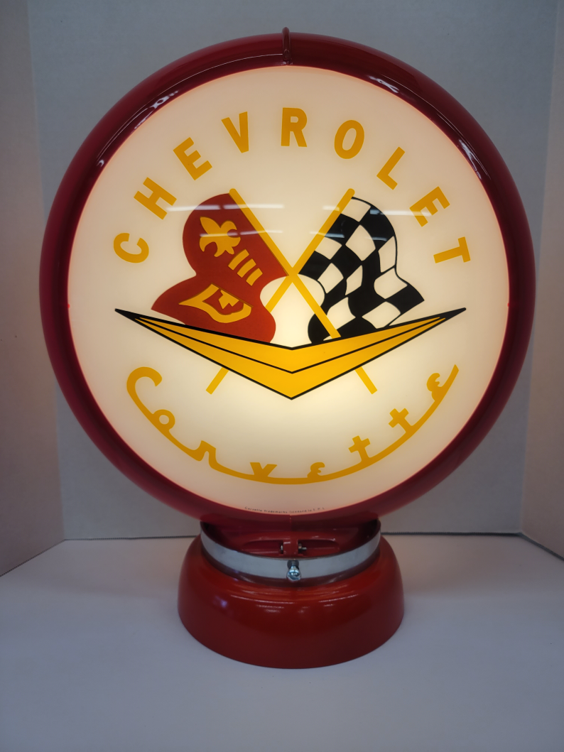 Vintage corvette globe with red lamp base