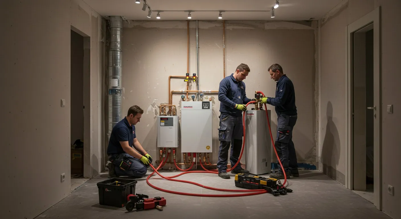 Technician repairing electrical panel with screwdriver and exposed wiring