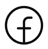 Facebook logo icon in black and white, simple circular design