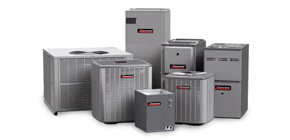 Amana HVAC units and furnaces in various sizes and configurations