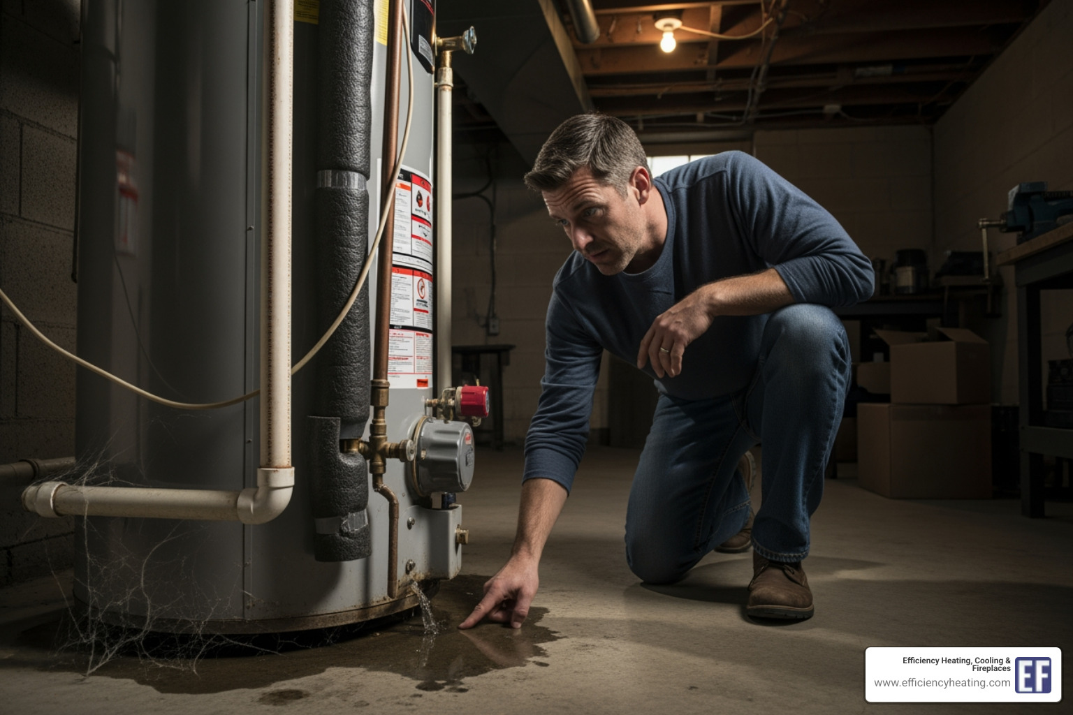 homeowner inspecting water heater - how to fix leaking water heater saskatoon sk homeowner inspecting water heater - how to fix leaking water heater saskatoon sk