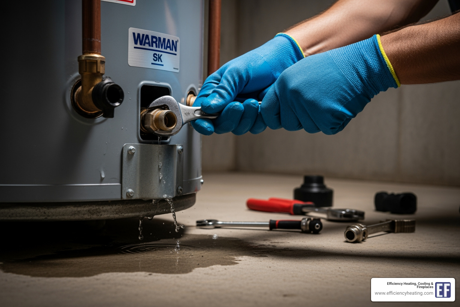 A detailed diagram highlighting common leak points on a water heater, including the T&P (Temperature and Pressure) relief valve, drain valve, cold water inlet connection, hot water outlet connection, and the main tank body at the base - how to fix leaking water heater warman sk A detailed diagram highlighting common leak points on a water heater, including the T&P (Temperature and Pressure) relief valve, drain valve, cold water inlet connection, hot water outlet connection, and the main tank body at the base - how to fix leaking water heater warman sk