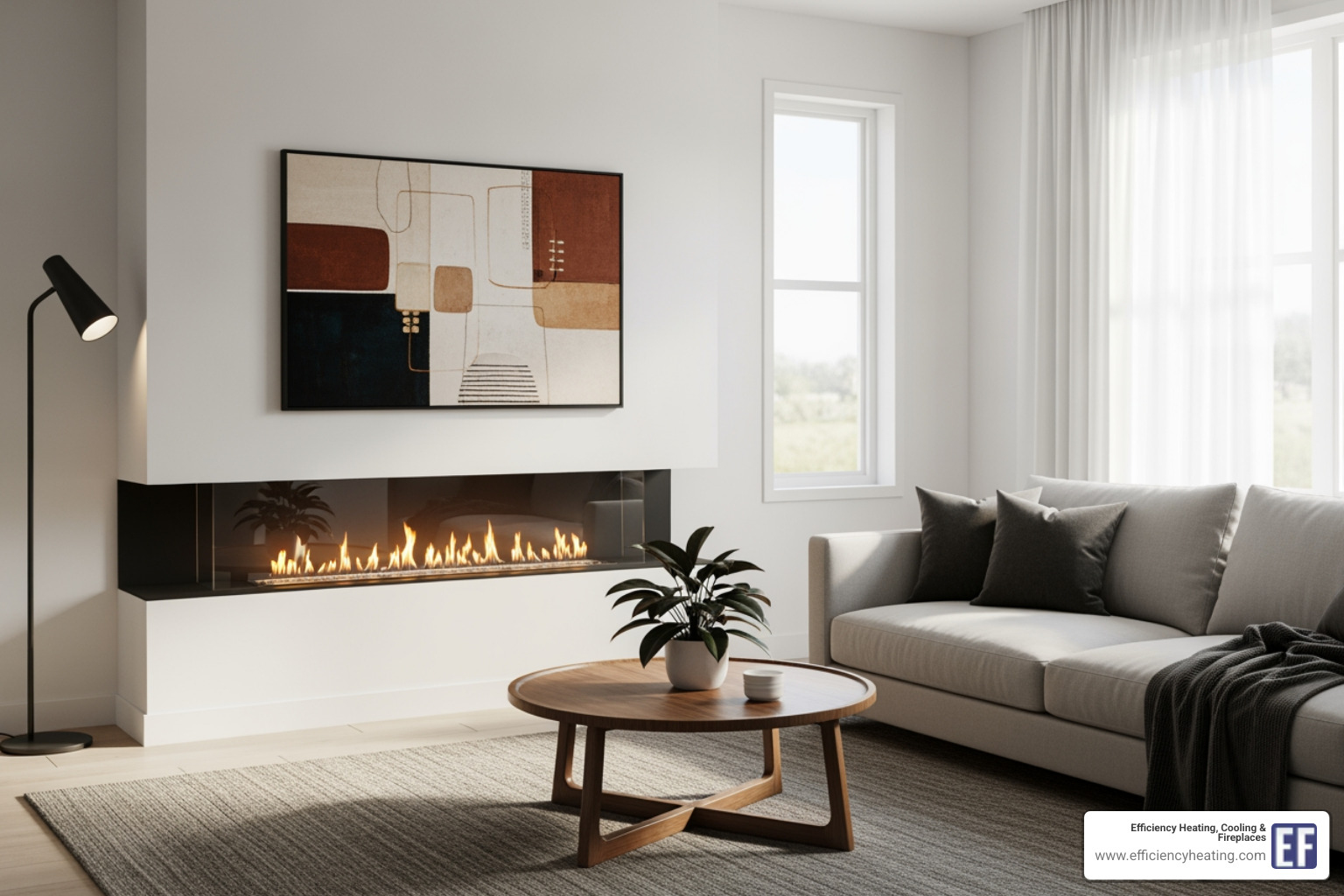 sleek linear gas fireplace in a contemporary home - fireplace installation saskatoon sk