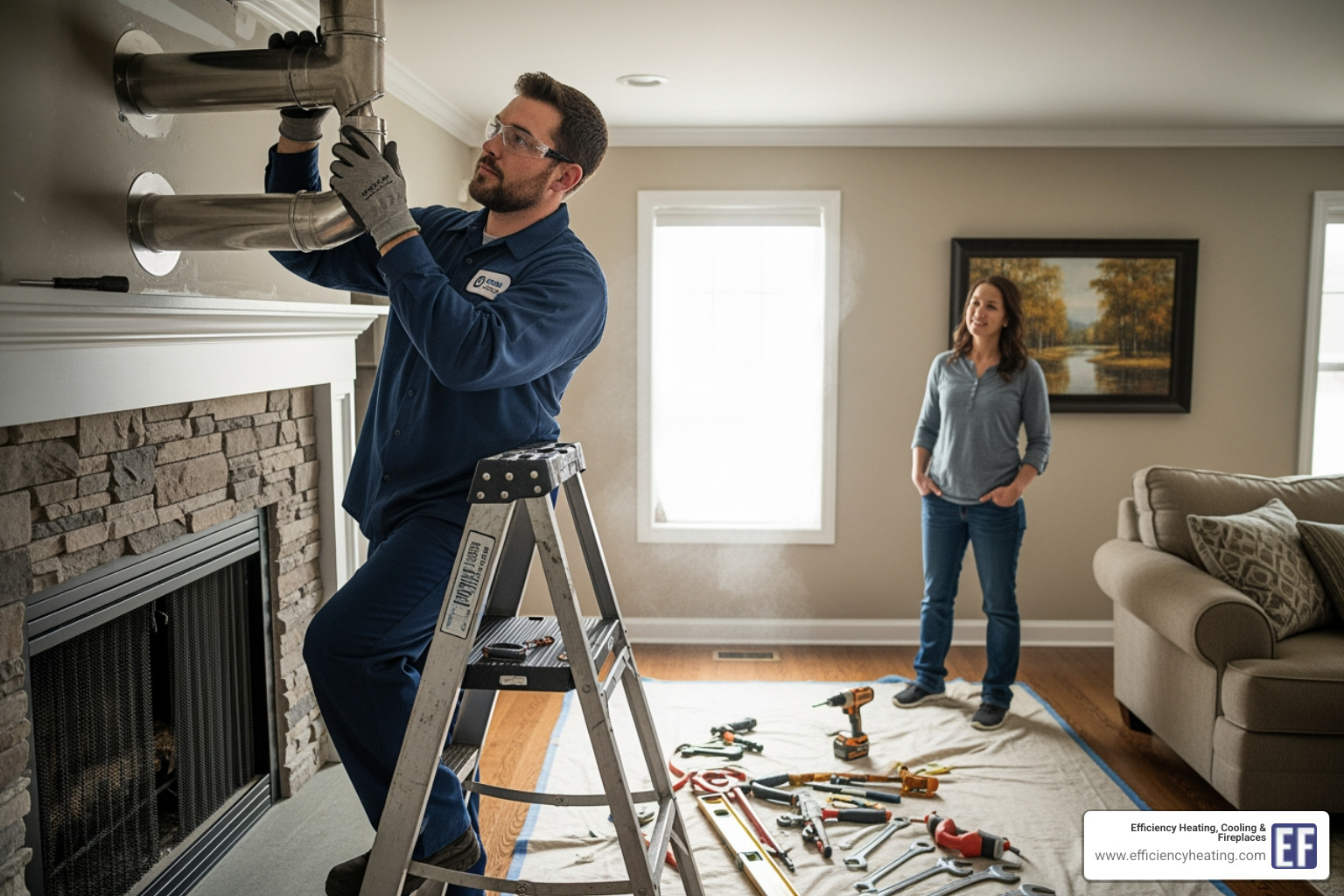 certified technician installing vent pipe - fireplace installation martensville sk certified technician installing vent pipe - fireplace installation martensville sk