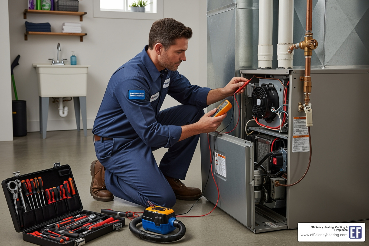 technician performing maintenance on modern furnace - emergency uneven heating repair dalmeny sk