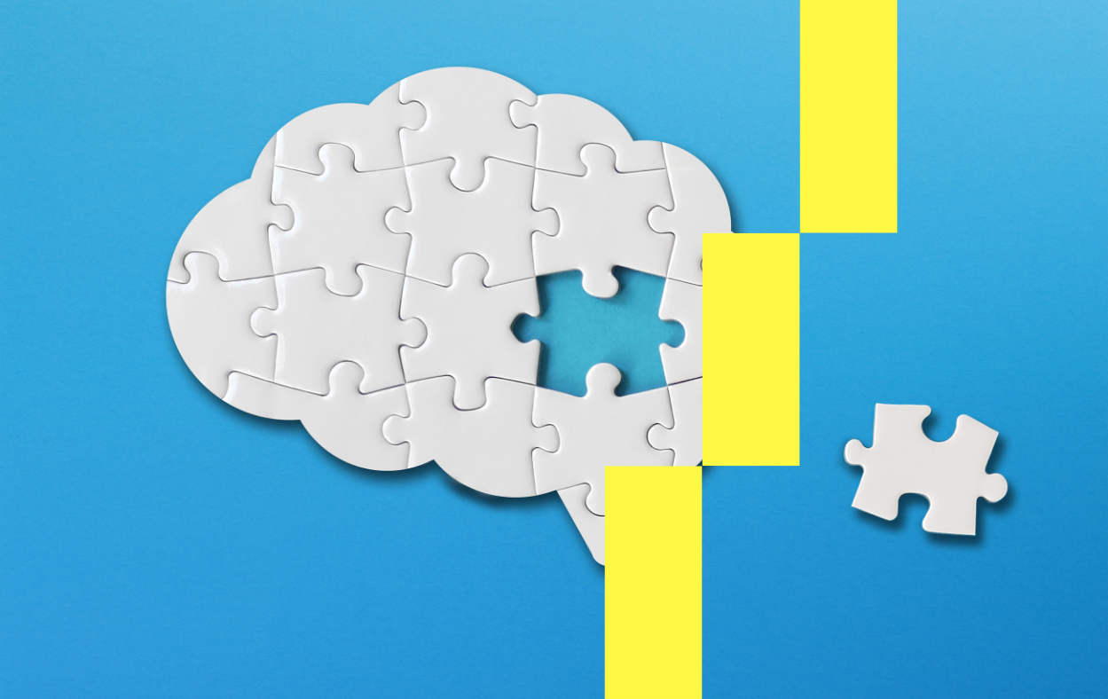 Puzzle formant un cerveau avec une pièce manquante