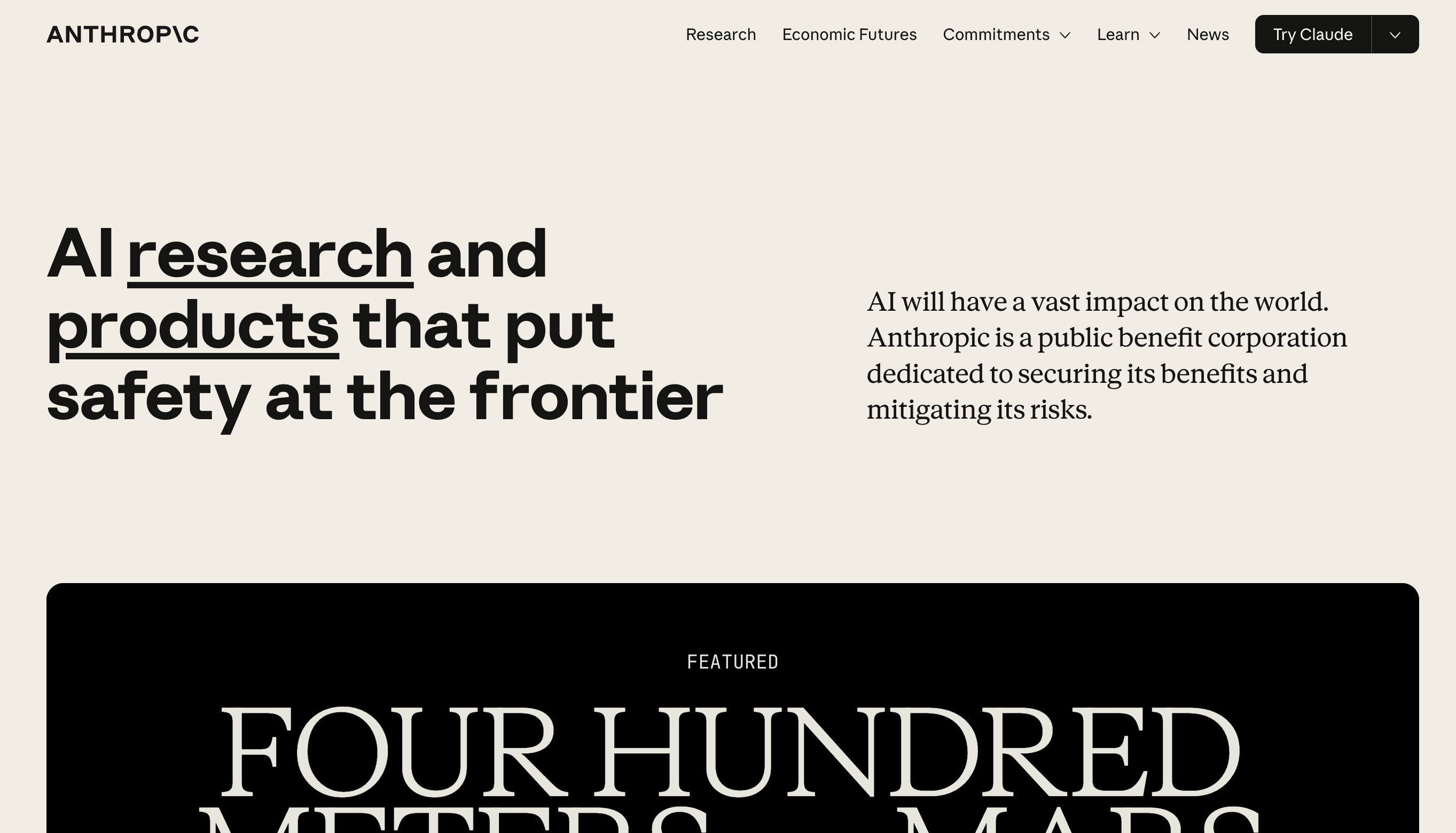 Anthropic Website Homepage Built in Webflow