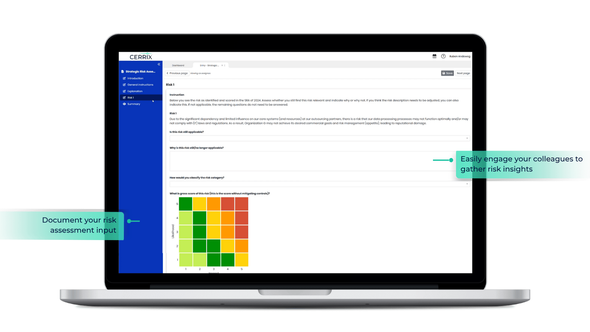 CERRIX GRC platform risk assessment and risks insights