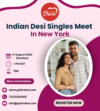 Event banner for Indian Desi Singles Meet in New York – August 2025