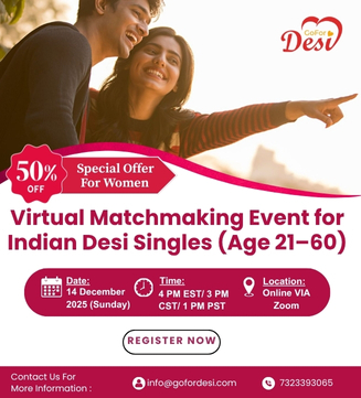 Indian Desi Singles Virtual Matchmaking Event USA – Online Connections and Meetups