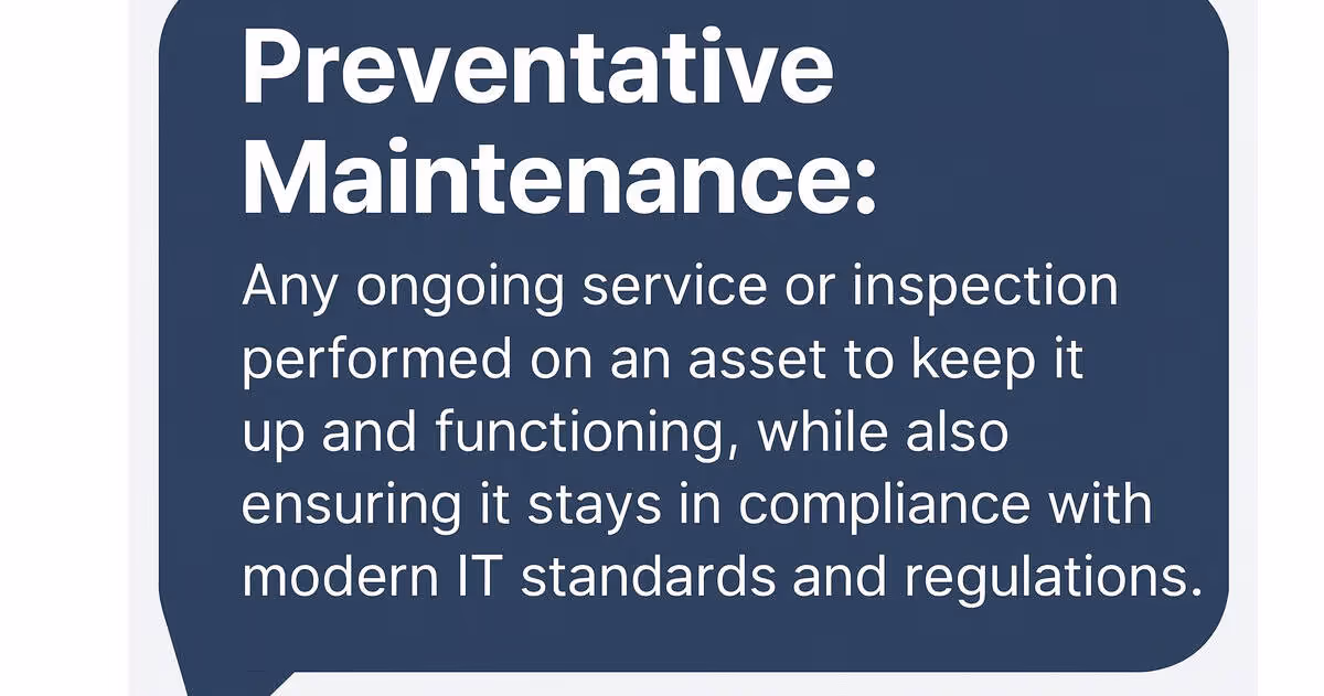 A chat buble of Preventative Maintenance for Managed IT Services
