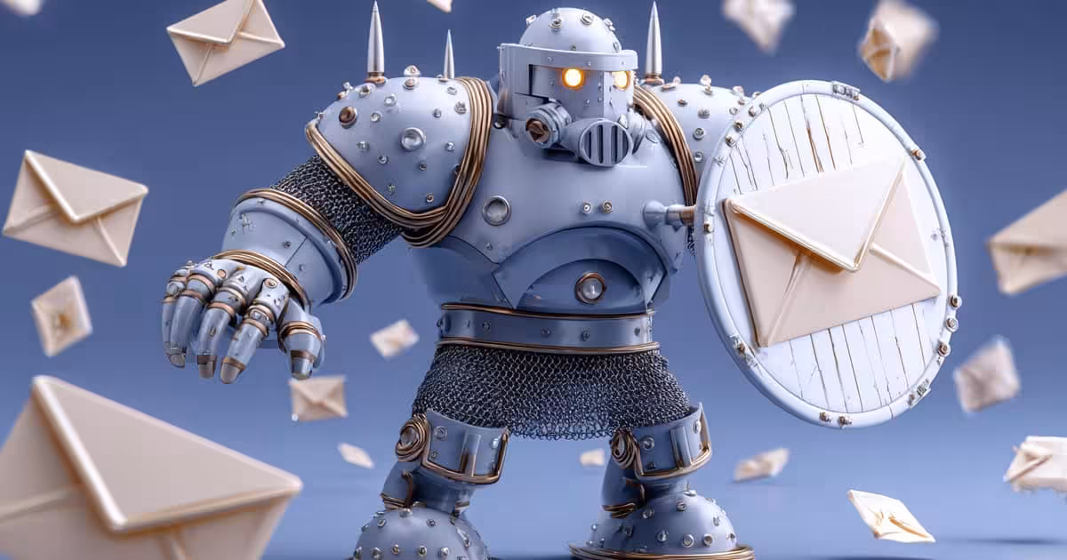 Illustration showing an email protection robot to secure your email