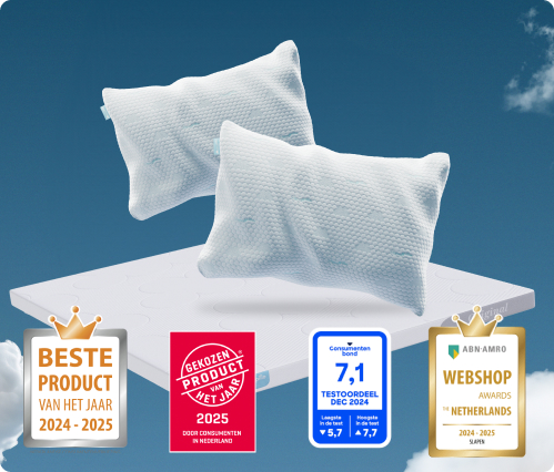 Cloudpillo kussens en matras met awards, waaronder Beste Product van het Jaar 2024-2025