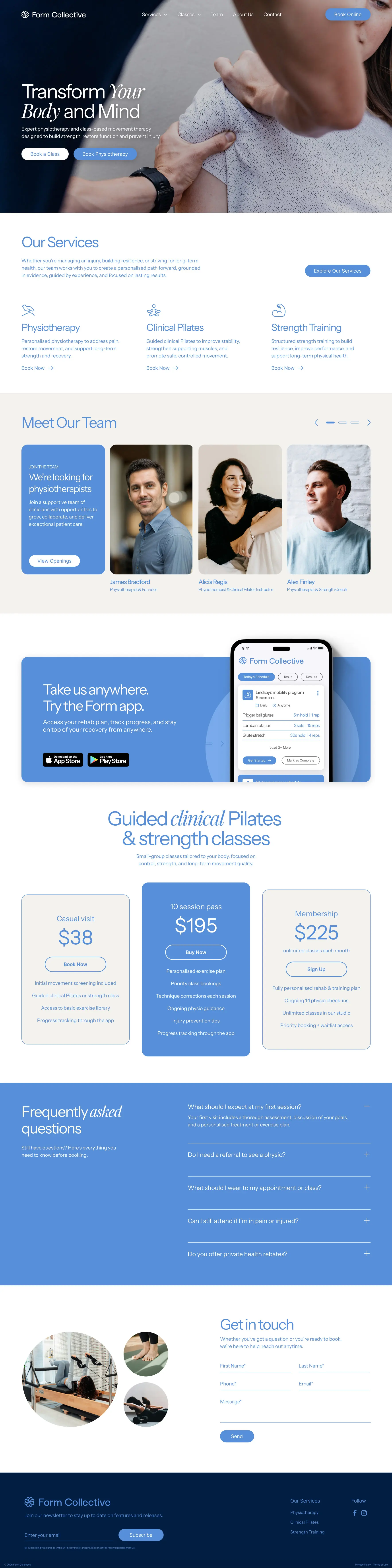Form Collective website physiotherapy website design