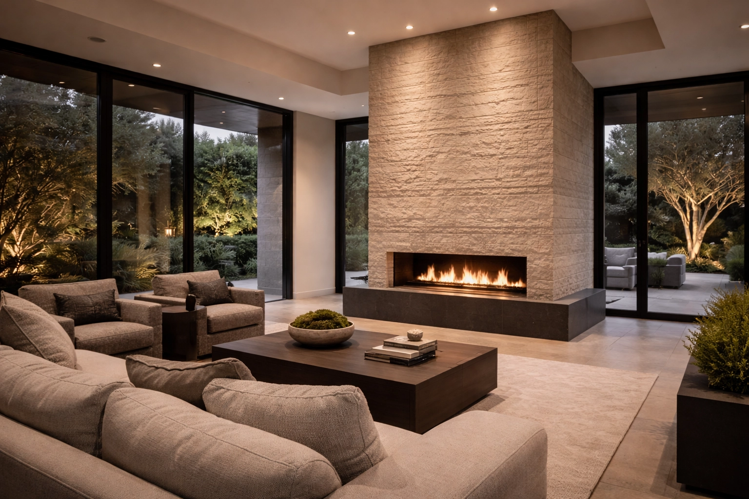 Interior architectural space with integrated design elements