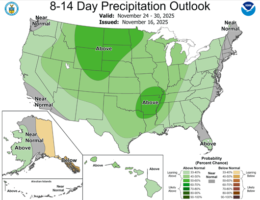 A map of the united states with green weather forecastAI-generated content may be incorrect.