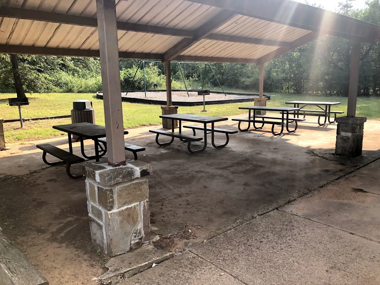 Clean outdoor pavilion with picnic tables