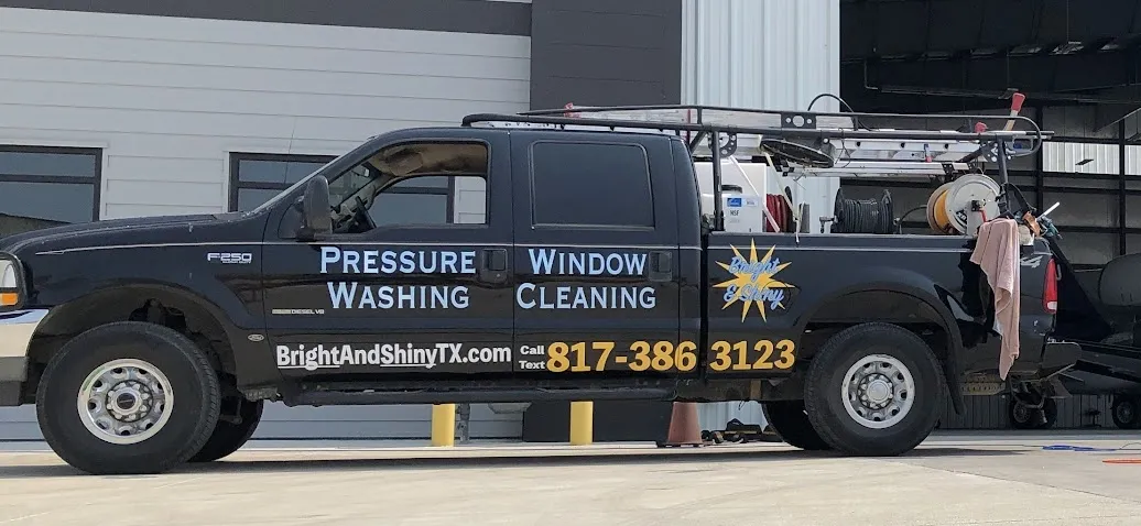 Bright & Shiny pressure-washing and window-cleaning service truck