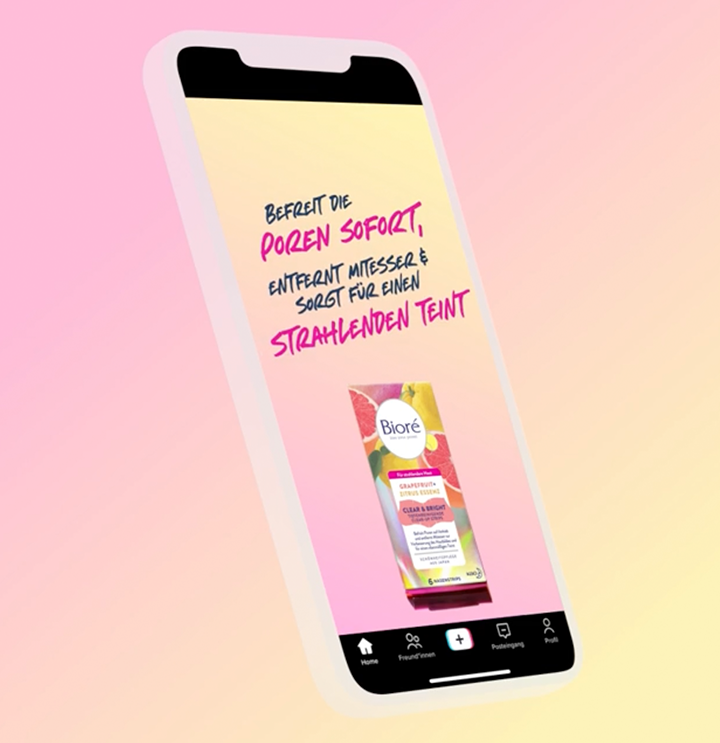 Bioré TikTok-Ads Kampagnenboost und Influencer-Marketing auf TikTok. Design CAMAO AG Darmstadt.