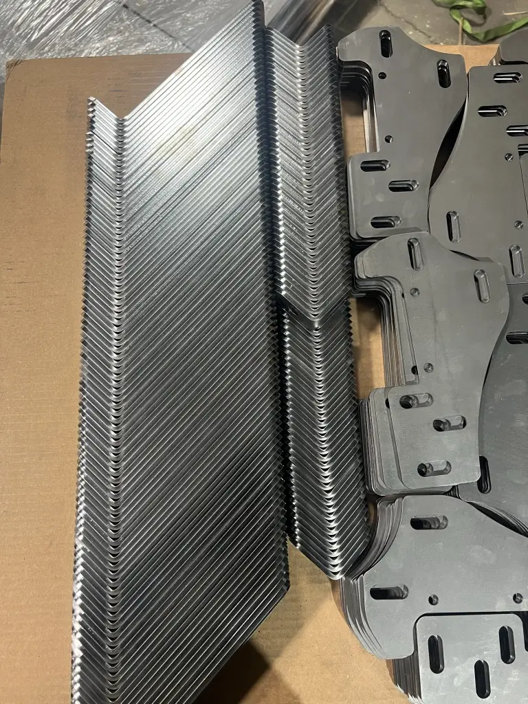 Laser cut steel brackets formed on the CNC press brake