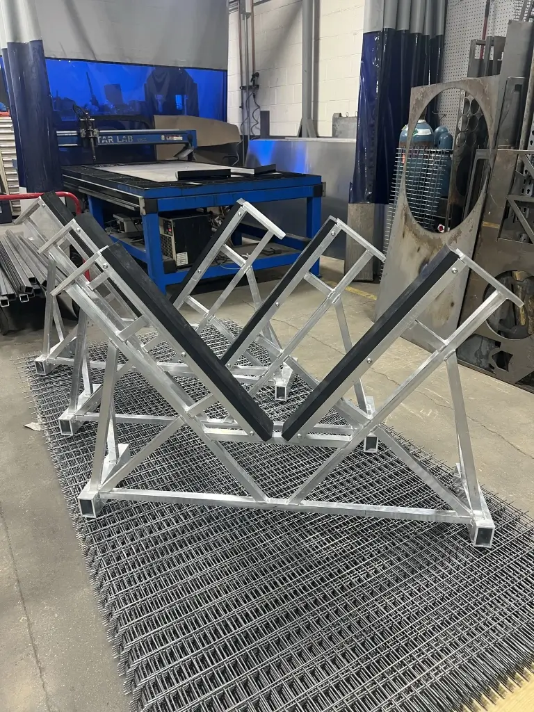 Another view of the aluminum fixture/weldments