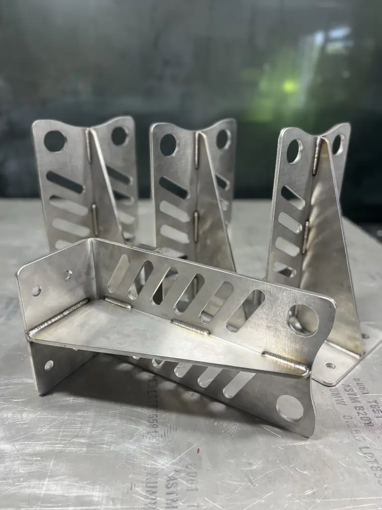 Laser cut stainless steel formed on the CNC press brake and tig welded