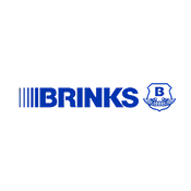 Brinks logo with stylized blue text and shield emblem with the letter B.