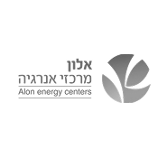 Alon Energy Centers logo combining Hebrew and English text with a circular abstract design.