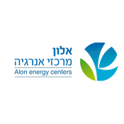 Alon Energy Centers logo with Hebrew text and a blue and green abstract leaf design.