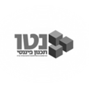 Neto financial planning company logo with Hebrew text and three 3D gray cubes.