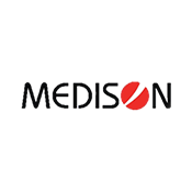 Medison company logo with stylized red circle replacing the letter O.