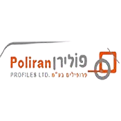 Logo for Poliran Profiles Ltd. featuring English and Hebrew text with an orange and gray design element.