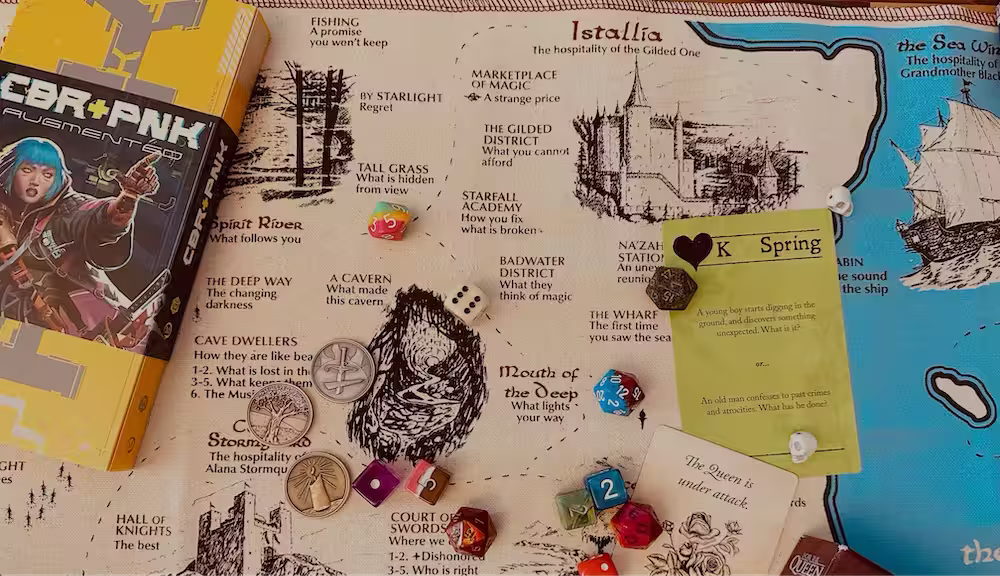 Philly Indie RPGs game board and dice