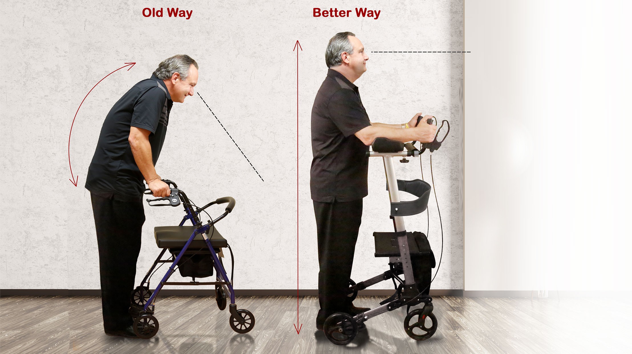 Upright walkers compared to standard walkers - Understood Care article illustration