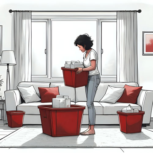 a person packing crates