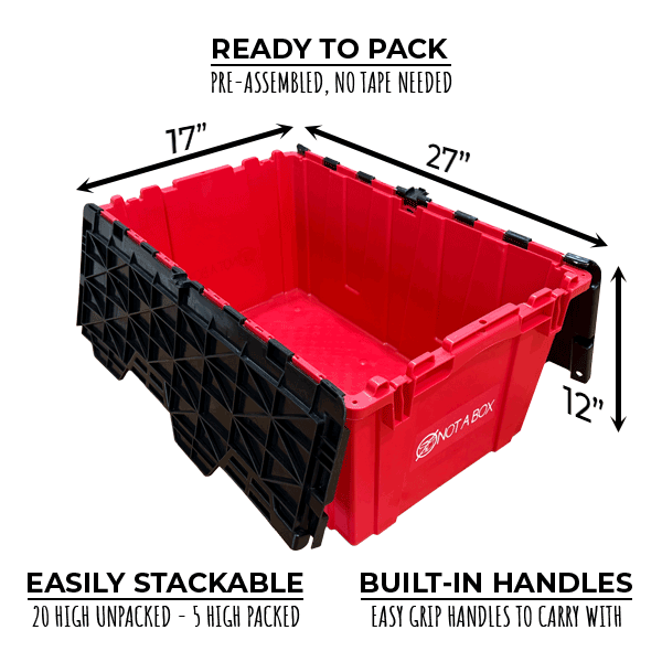 crate benefits include ready to pack, easily stackable, and built-in handles