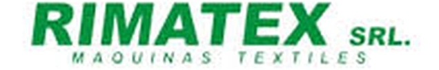 Logotipo de RIMATEX SRL con texto máquinas textiles en verde.