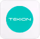 Circular turquoise logo with the white text 'TEKION' in the center on a rounded white square background.