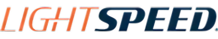Lightspeed logo with the word 'LIGHT' in orange and 'SPEED.' in dark blue gradient.