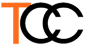 Logo with the letters T, C, and C in a stylized design, with the T in orange and the two C's in black overlapping.