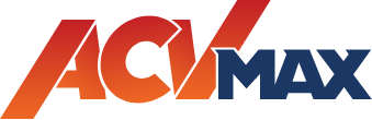 ACV MAX logo with gradient orange ACV and dark blue MAX text.