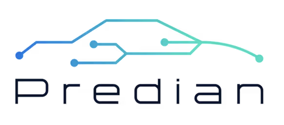 Stylized logo of the word 'Predian' with circuit-like lines extending above the text in shades of blue and green.